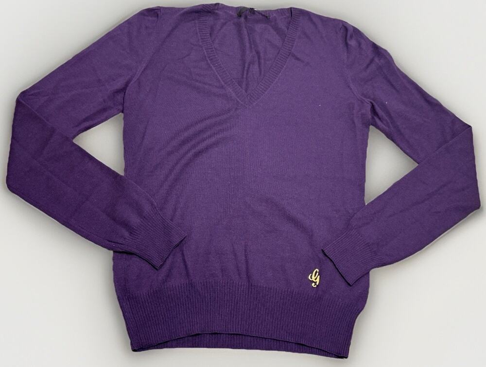 GUCCI Wool V-neck Sweater Purple Women Tops Knitwear Sweaters Sz S